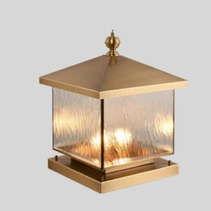 Đèn trụ cổng xi vàng thuỷ tinh hiện đại DT06