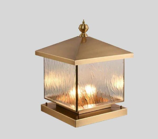 Đèn trụ cổng xi vàng thuỷ tinh hiện đại DT06
