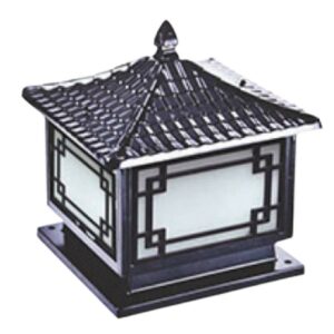 Đèn trụ cổng tân cổ điển thân đen mái cong TC 1442