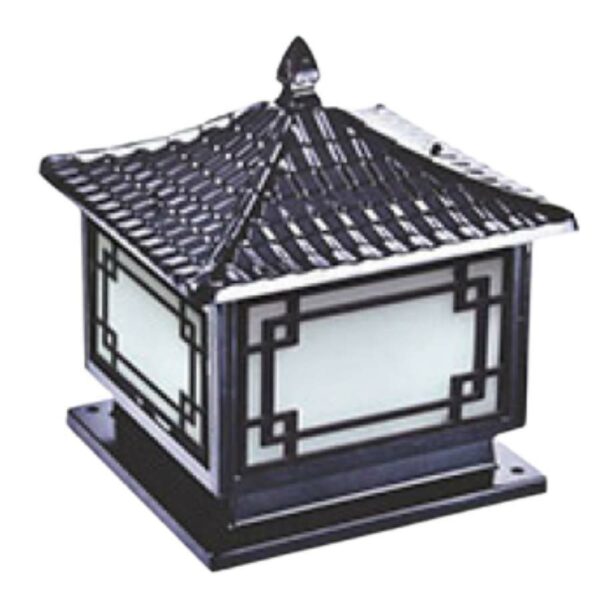 Đèn trụ cổng tân cổ điển thân đen mái cong TC 1442