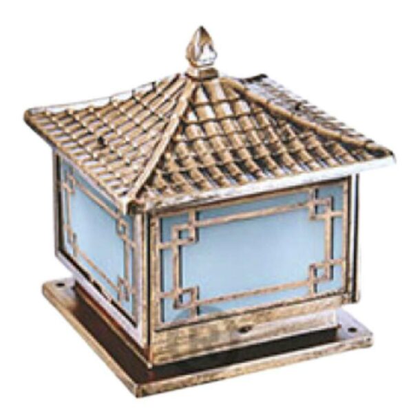 Đèn trụ cổng tân cổ điển thân xi vàng mái cong TC 1443