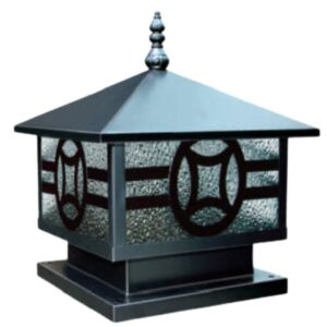 Đèn trụ cổng thân đen tân cổ điển HF-05