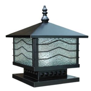 Đèn trụ cổng thân đen tân cổ điển HF-01