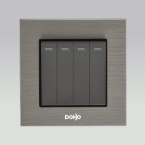 Bộ bốn công tắc đảo chiều 16A, nhôm vân xước màu xám DoBo A90X-88809