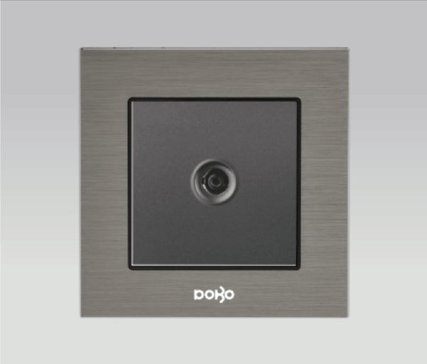 Bộ ổ cắm Tivi, nhôm vân xước màu xám DoBo A90X-88019