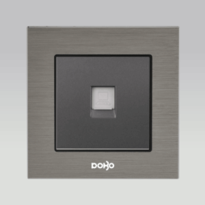 Bộ ổ cắm điện thoại, nhôm vân xước màu xám DoBo A90X-88021