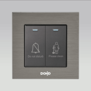 Bộ công tắc "Dọn phòng - Không làm phiền ", nhôm vân xước màu xám DoBo A90X-88042