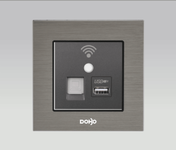 Bộ mạng + Wifi + USB, nhôm vân xước màu xám DoBo A90X-88043
