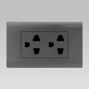 Bộ ổ cắm ổ cắm đôi 6 chấu, nhựa PC chống cháy màu xám DoBo - A66x-88609