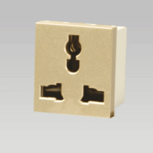 Hạt ổ cắm 3 chấu, nhựa PC chống cháy màu vàng DoBo - A70-88719