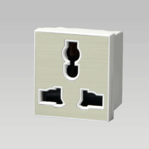 Hạt ổ cắm 3 chấu, nhôm vân xước màu vàng nhạt A60-88619