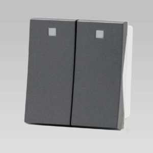 Hạt công tắc đôi đảo chiều, nhựa PC chống cháy màu xám DoBo - A66x-88616