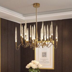 Đèn chùm thả pha lê kết hợp đá ngọc kiểu dáng hiện đại sang trọng TH-858-21