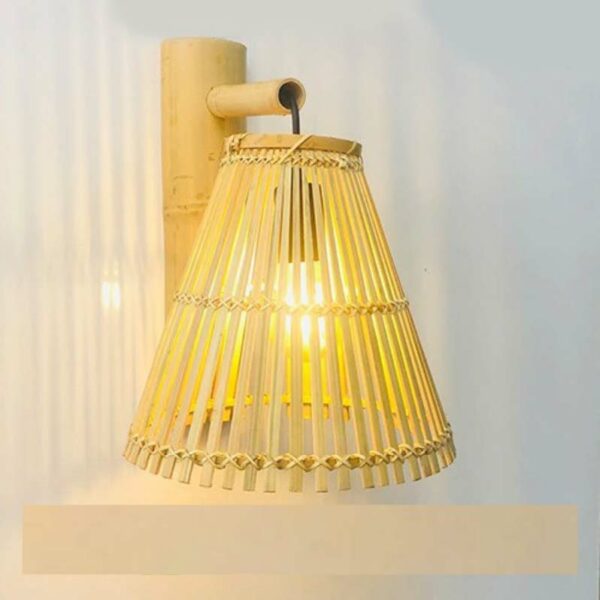 Đèn ốp tường tre đan trang trí phòng khách MT 177