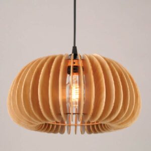 Đèn thả gỗ hình quả bí lớn trang trí khách sạn, nhà hàng VN 9527