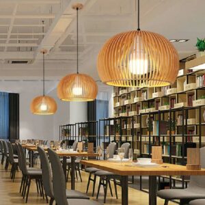 Đèn thả gỗ tự nhiên hiện đại trang trí nhà hàng, khách sạn VN 9162