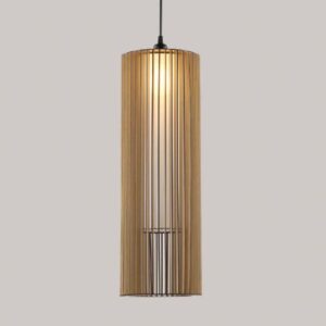 Đèn gỗ tự nhiên thả trần hình trụ tròn dài trang trí nhà hàng, khách sạn VN 9509
