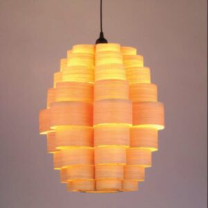 Đèn gỗ thả trần bậc thang độc đáo trang trí quán cafe VN 9509