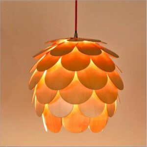 Đèn gỗ thả trần búp atiso trang trí bàn ăn DG001