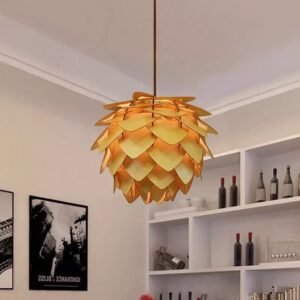 Đèn gỗ thả bàn ăn hình bông hoa tuyệt đẹp DG002