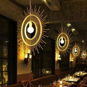 Đèn thả tre hình mặt trời trang trí quán cafe MT 115