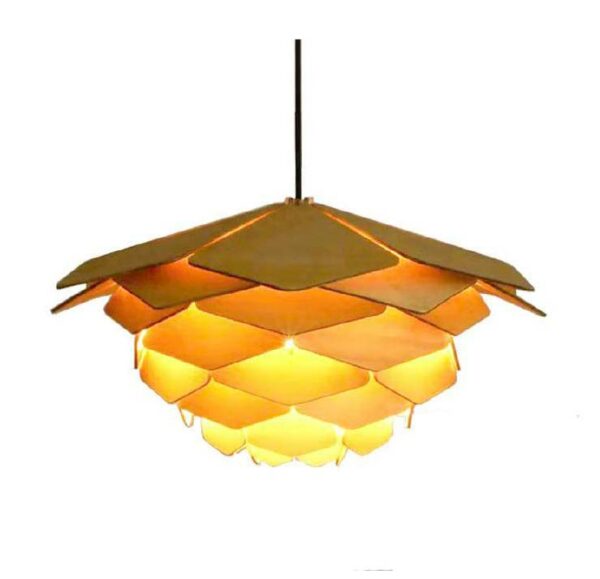 Đèn gỗ thả trần hình bông hoa trang trí bàn ăn DG016