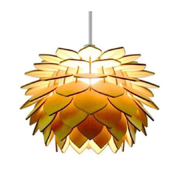 Đèn gỗ thả trần hình hoa nở trang trí nhà hàng DG018