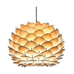 Đèn gỗ thả trần hoa sen nở trang trí nhà hàng, khách sạn DG021