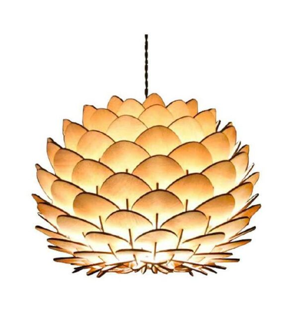 Đèn gỗ thả trần hoa sen nở trang trí nhà hàng, khách sạn DG021