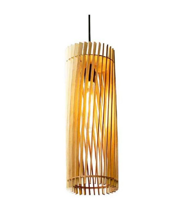 Đèn thả gỗ hình trụ đứng thanh xoắn DG239