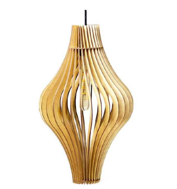 Đèn thả gỗ hình thoi đứng thanh xoắn DG240