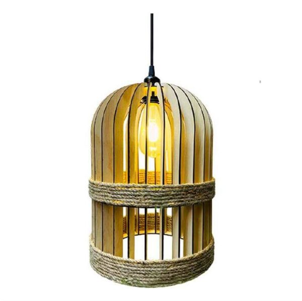 Đèn thả gỗ lồng chim nghệ thuật trang trí nhà hàng, khách sạn DG282