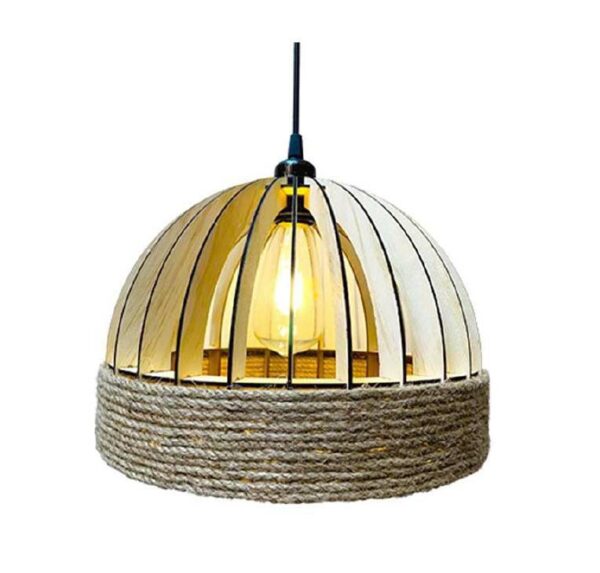 Đèn thả gỗ quấn dây thừng kiểu nửa cầu DG284