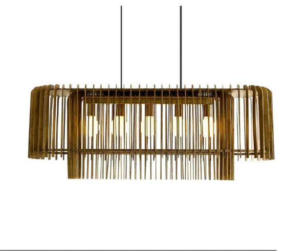 Đèn gỗ kiểu cách thả trần trang trí phòng khách DG287