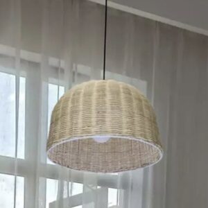 Đèn thả mây đan khít nửa cầu trang trí quán cafe MT 05