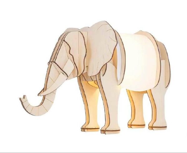 Đèn gỗ để bàn hình đèn bàn học hình con voi trang trí phòng ngủ, phòng đọc DG426