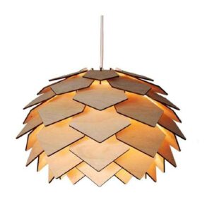 Đèn gỗ thả trần hình bông hoa lớn trang trí nhà hàng, khách sạn DG012