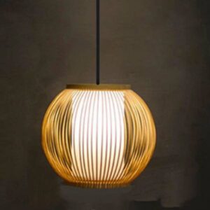 Đèn tre đan thả trần hình cầu lồng vải MT 140