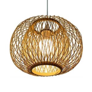 Đèn thả tăm tre hình cầu 2 lớp tăm tre trang trí nhà hàng MT 153