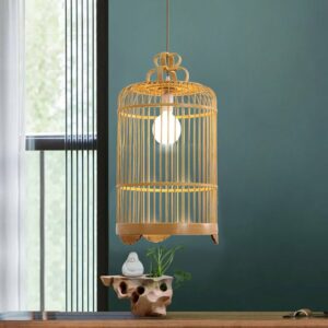 Đèn thả tăm tre đan hình lồng chim MT 99