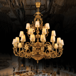 Đèn chùm thông tầng đồng nguyên chất thiết kế sang trọng CĐ 1201/16+8+5