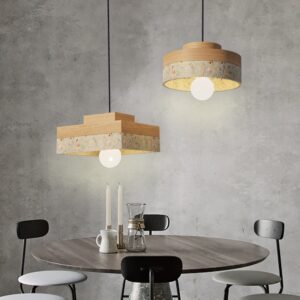 Đèn thả đá mài mộc khảm trai đui đồng NAMI