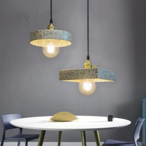 Đèn thả đá mài mộc khảm trai đui đồng NOMI