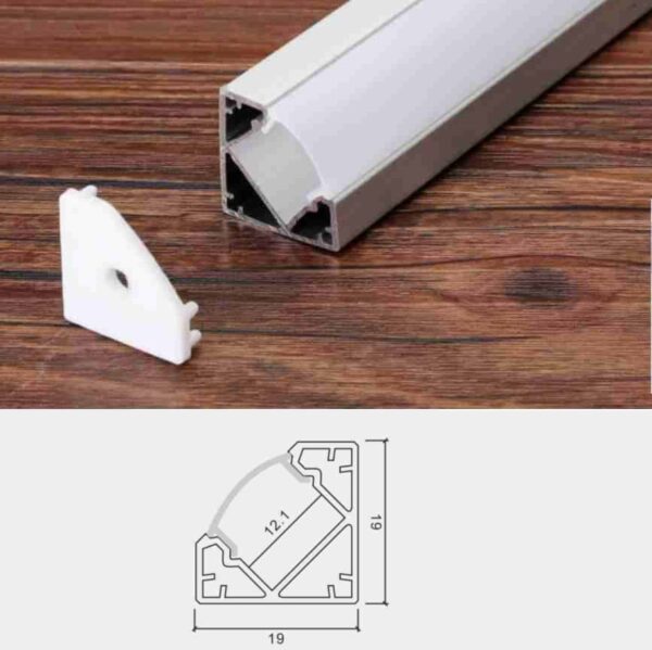 LED thanh nhôm lắp nổi V góc 19x19 NTN 614