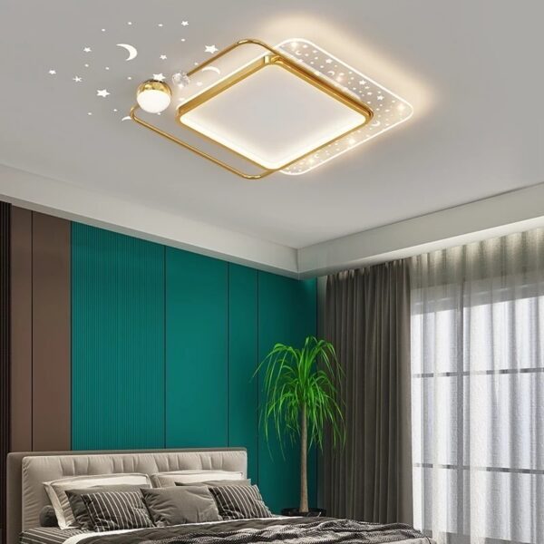 Đèn ốp trần mica hiện đại trang trí phòng khách, căn hộ MO-9075