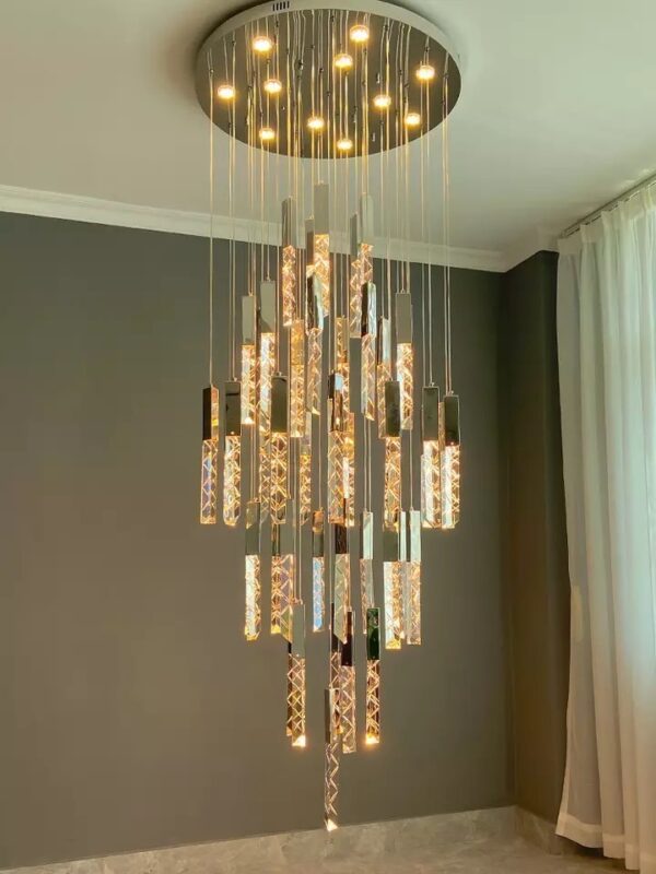 Đèn chùm thông tầng pha lê xước TH-8290