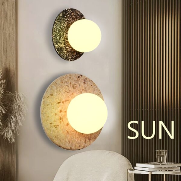 Đèn gắn tường đá mài mộc khảm trai hiện đại trang trí phòng ngủ SUN