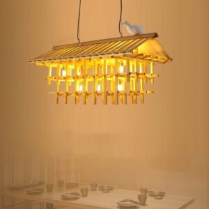 Đèn thả gỗ hình nhà gỗ sang trọng hiện đại trang trí nhà hàng, resort DAG-77S