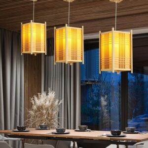 Đèn thả gỗ đơn hình hộp sang trọng hiện đại trang trí nhà hàng, resort DAT-04