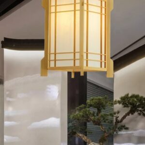 Đèn thả gỗ đơn hình chữ nhật sang trọng hiện đại trang trí nhà hàng, resort DAT-07